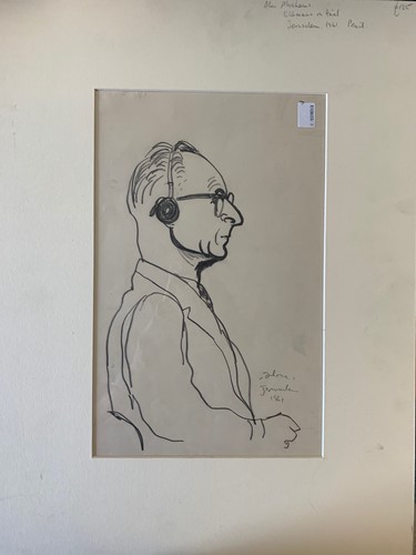 Lot 349 - Abs Abrahams, Adolf Eichmann on trial, pencil,...