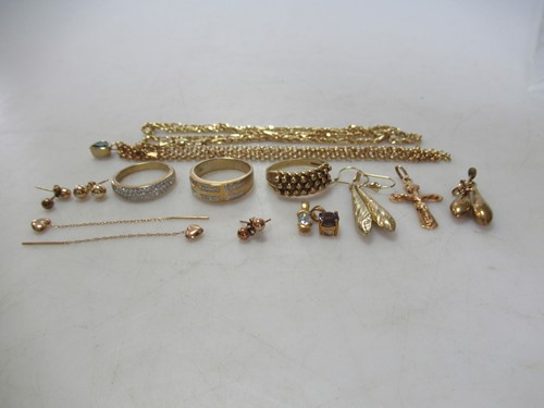 Lot 180 - Six pairs of 9ct gold earrings, two 9ct gold...