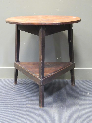 Lot 372 - A 19th century pine topped cricket table, 78...