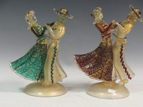 Lot 28 - Two Murano glass figures of dancers tallest...
