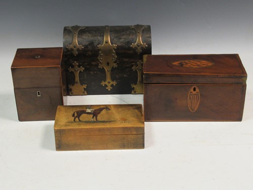 Lot 7 - A coromandel wood stationary casket, two...