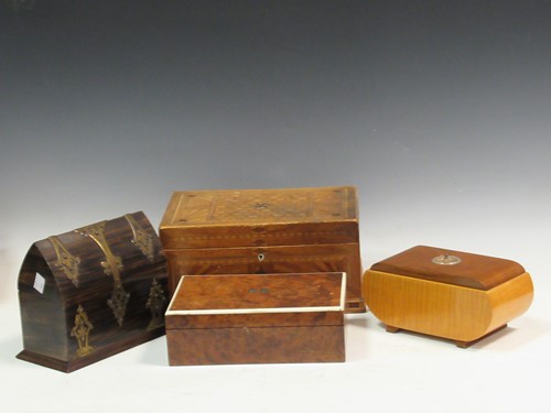 Lot 13 - A coromandel casket, two work boxes, and a...