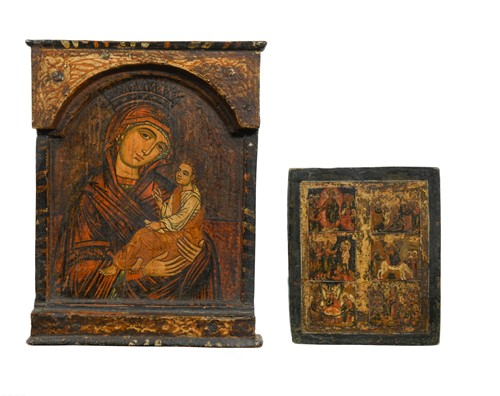 Lot 785 - A small Russian icon, late 18th or early 19th century