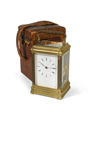 Lot 958 - A French brass carriage clock, 19th century