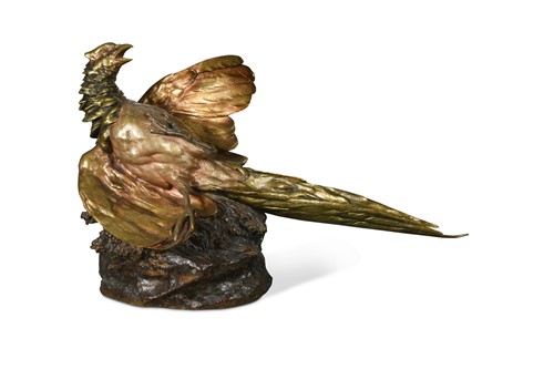 Lot 889 - Leon Bureau (French 1866 - 1906), a bronze model of a pheasant