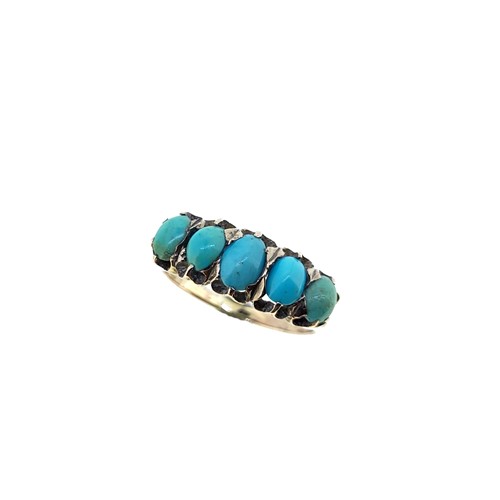 Lot 55 - A turquoise half hoop style ring