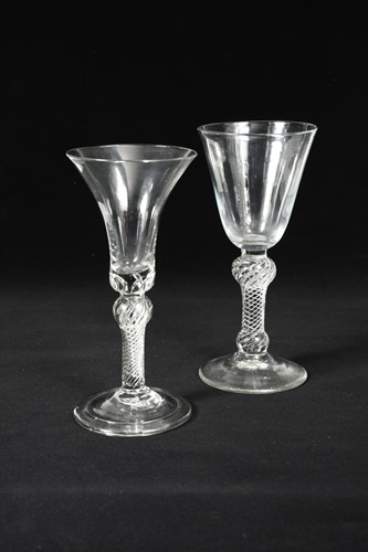 Lot 458 - Two George II large wine glasses, circa 1750