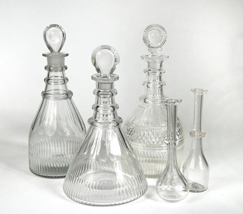 Lot 437 - Three late Georgian Anglo-Irish decanters and stoppers