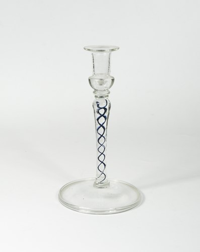 Lot 439 - An unusual blue opaque twist candlestick, late 19th/early 20th century