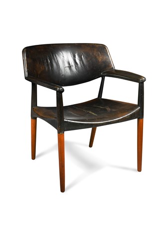 Lot 162 - Ejner Larsen & Aksel Bender Madsen for Willy Beck, a Danish teak and leather armchair