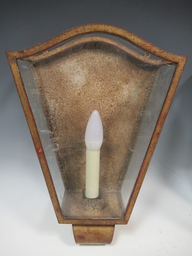 Lot 37 - A pair of patinated and gilt wall lights...
