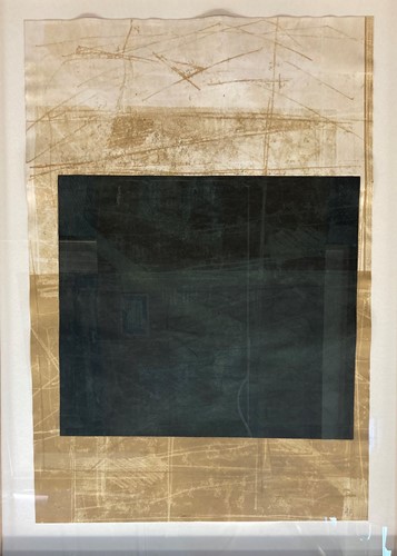 Lot 451 - Antonia Phillips, Black Square on Brown,...