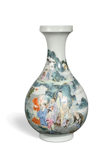 Lot 999 - A Chinese porcelain Eight Immortals vase, signed Xiezho Zhuren zao, mid 20th century