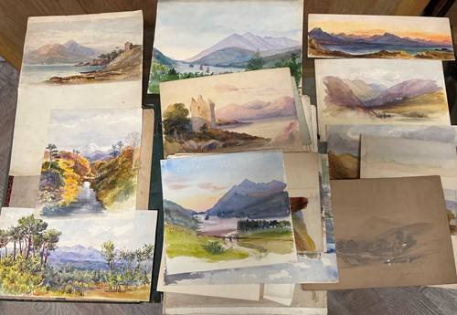 Lot 286 - Victorian amateur landscape watercolours,...