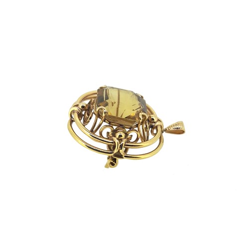 Lot 58 - A citrine pendant/brooch