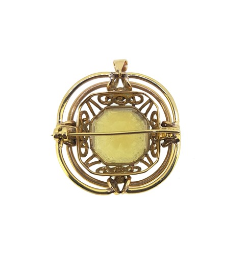 Lot 58 - A citrine pendant/brooch