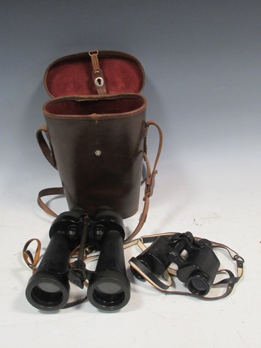Lot 155 - Leather cased Navy issue binoculars by Barr &...