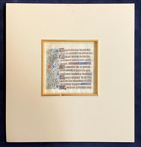 Lot 2 - A 16th century illuminated vellum leaf with 12...