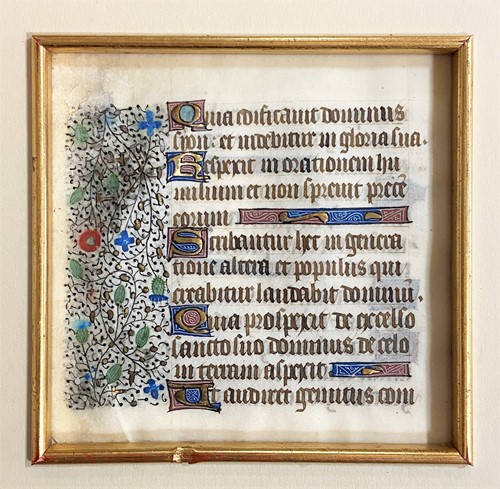 Lot 2 - A 16th century illuminated vellum leaf with 12...