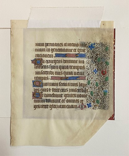 Lot 2 - A 16th century illuminated vellum leaf with 12...