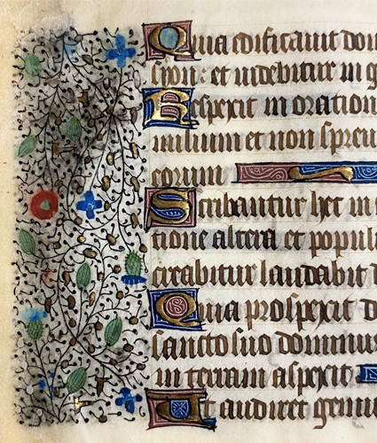 Lot 2 - A 16th century illuminated vellum leaf with 12...