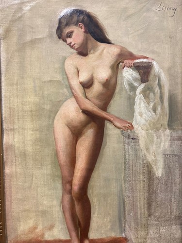 Lot 333 - Early 20th century oil female nude study,...