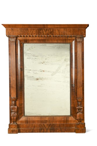 Lot 474 - A Continental mahogany pier mirror, 19th century