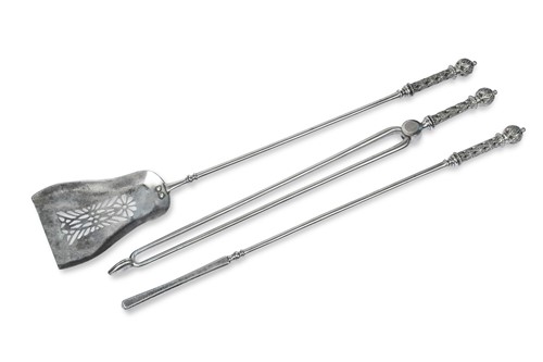 Lot 324 - A set of George III polished steel fire irons