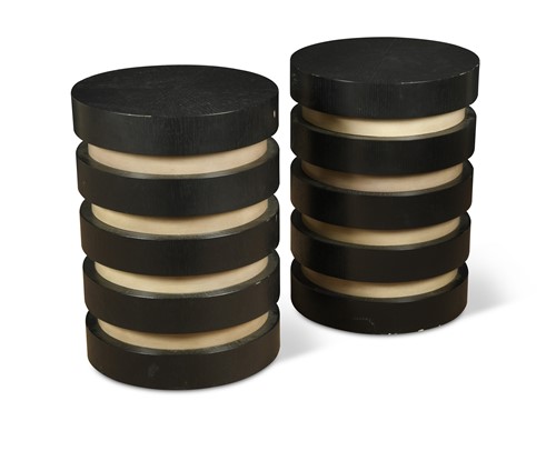 Lot 198 - A pair of Art Deco style ebonised lamp tables