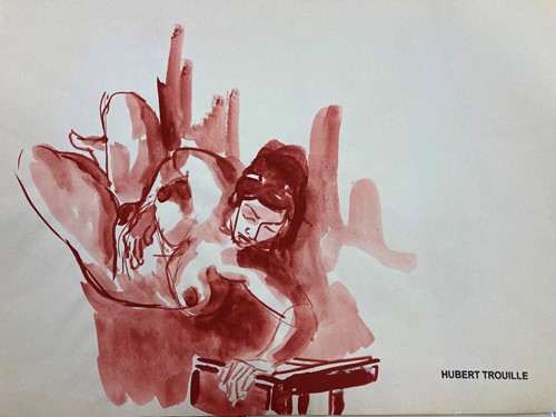 Lot 243 - Hubert Trouille (French), an ink study of a...
