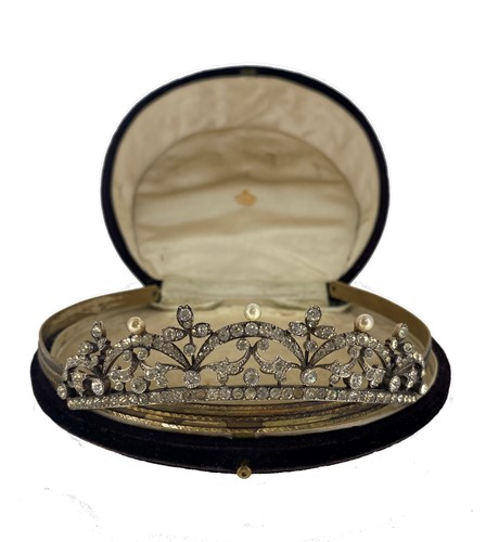 Lot 13 - A 19th century paste and imitation pearl tiara