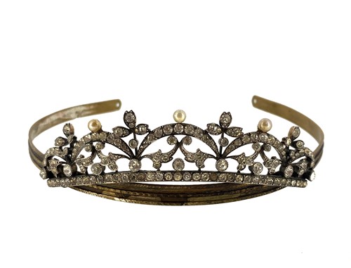 Lot 13 - A 19th century paste and imitation pearl tiara
