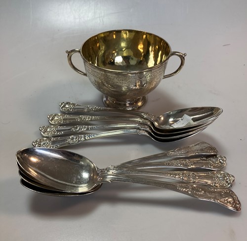 Lot 247 - 8 silver tablespoons together with a two...