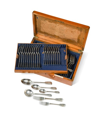Lot 519 - A 50-piece set of Victorian silver flatware with 14 additions