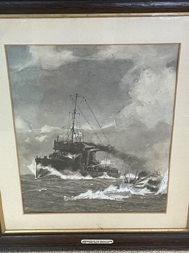 Lot 278 - H. Swanwick, Destroyer attacking a U-Boat,...