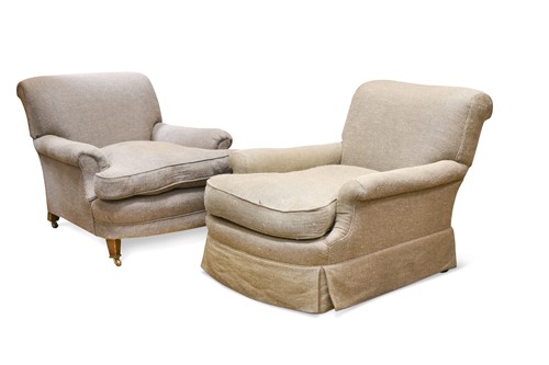 Lot 464 - A near pair of Howard & Sons armchairs