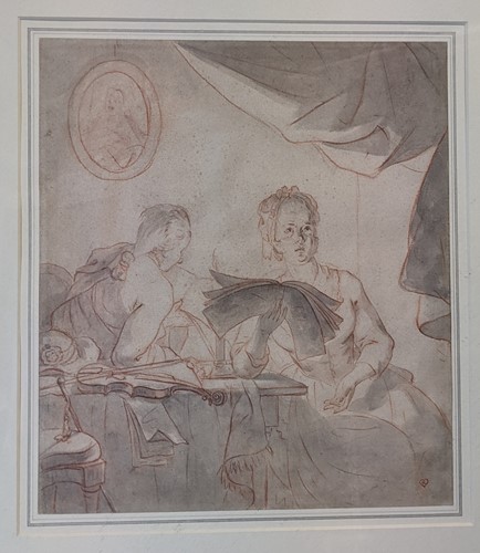 Lot 411 - 18th Century French School, figures reading by...