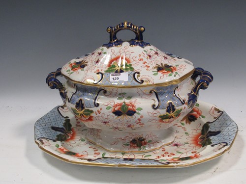 Lot 129 - An Imari style terrine and cover, and a meat...