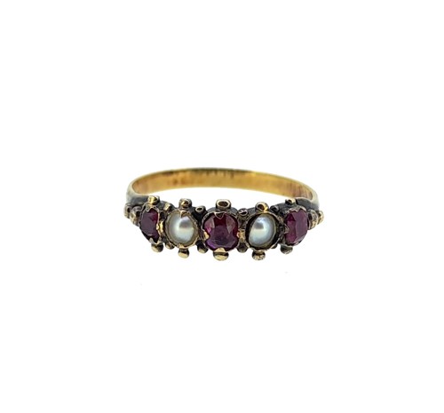 Lot 45 - A Georgian ruby and pearl ring