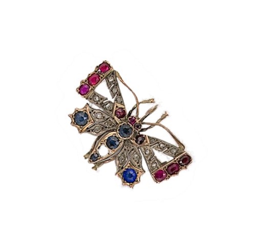 Lot 15 - An Edwardian gem set butterfly brooch
