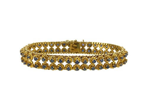 Lot 114 - A late 20th century sapphire bracelet