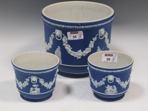 Lot 56 - A Wedgwood blue jasperware jardiniere and a...