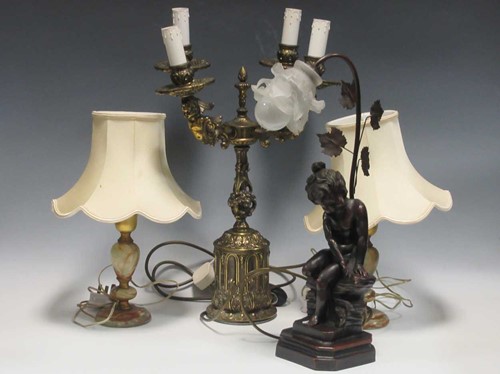 Lot 131 - A modern gilt metal four branch table light,...