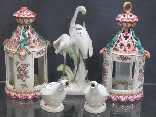 Lot 75 - Herend figures of Spoonbills; A pair of...