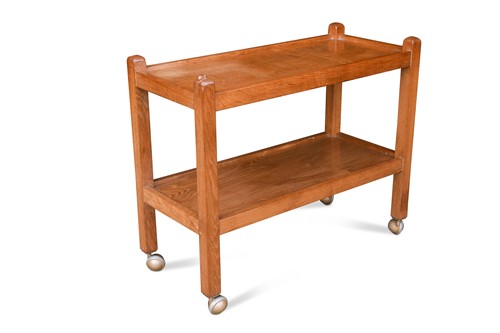 Lot 207 - A Robert 'Mouseman' Thompson oak two-tier trolley