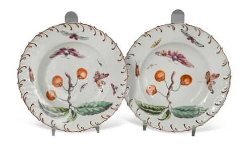 Lot 424 - Two Chelsea Derby plates, circa 1765