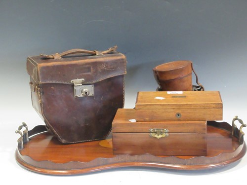 Lot 106 - An Edwardian mahogany tray, Ensign cine camera,...
