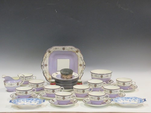 Lot 60 - 1920s Aynsley mauve colour patterned teaset; a...