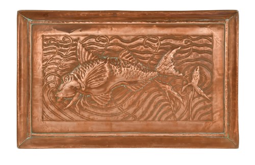 Lot 161 - Attributed to John Pearson (British, 1859-1930), an Arts & Crafts rectangular copper tray