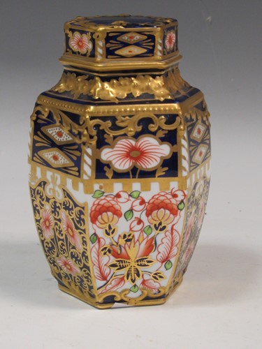 Lot 43 - Royal Crown Derby lidded hexagonal jar and cover